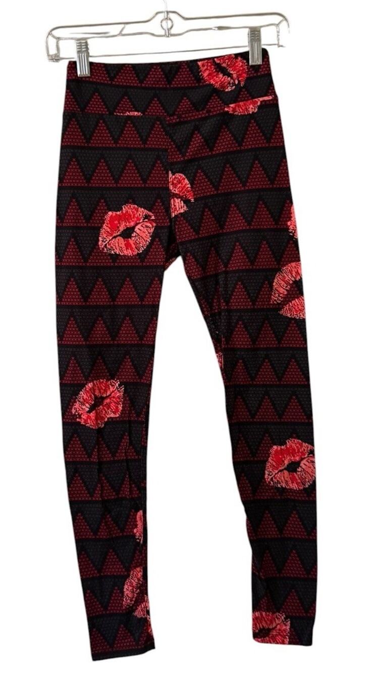 LulaRoe Women Sz OS Leggings Stretch Soft Teacher Party Chic Girly Lipstick City